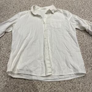 Dotori Women's Button Down Long Sleeve Shirt Sz S White Clasic Casual Capsule